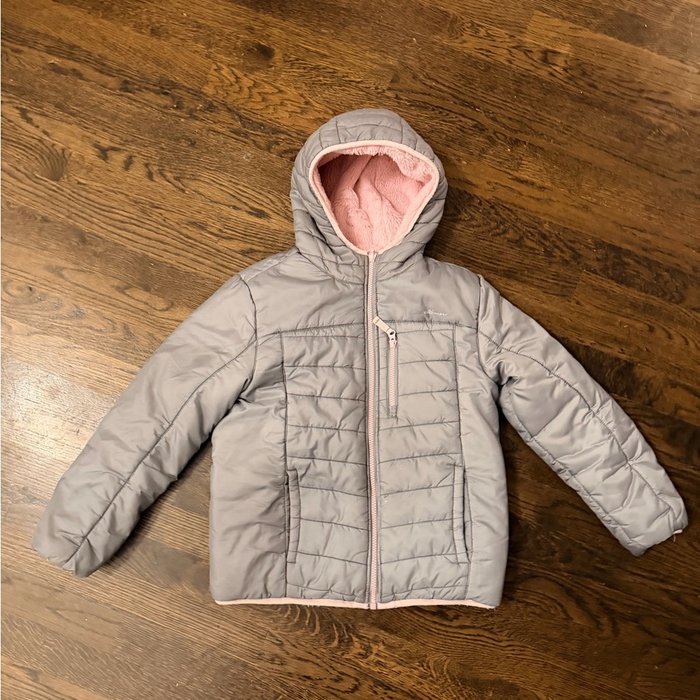Eddie Bauer Deer Harbor Reversible Hooded Jacket Girls Medium 10/12